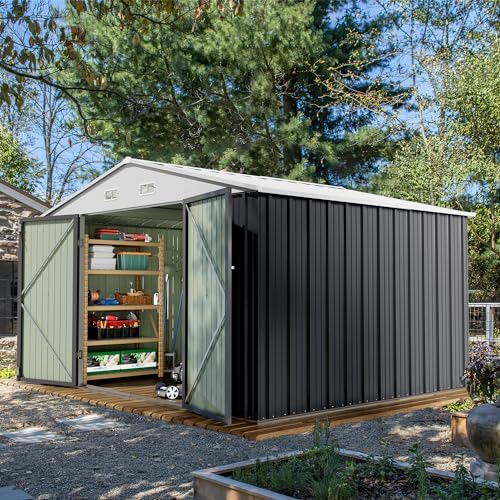 Devoko 10x8 FT Outdoor Storage Shed, Gray