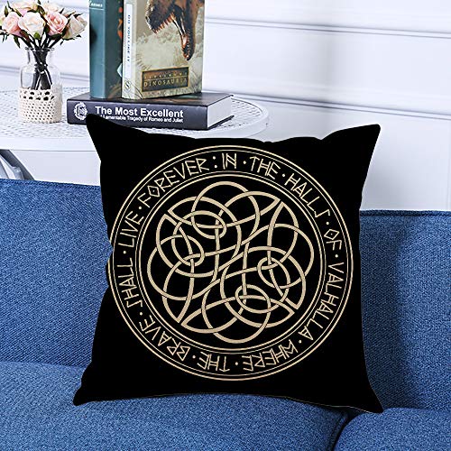 Ofocam OF-CA-MC0028 Throw Pillow Cover Scandinavian Pattern And Circle Of Norse Runes White Iceland Mythology Celtic Square Decorative Throw Pillow Cushion Case thumb #1
