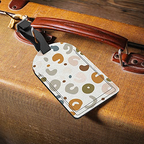Xollar Luggage Tags Boho Dotted Pattern Name Id Identifier Labels For Suitcase Travel Bag Leather Privacy Cover Baggage Tag 1 Piece, One Size #TOP2