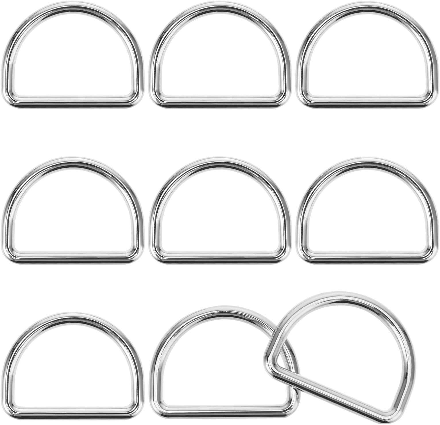 9 Pack 1 Inch D Ring, 3mm Thickness Stainless Steel Heavy Duty D Ring for Bag Metal D Rings for Dog Collars, Backpacks, Webbing Straps Belts Bags Dog Leash Hand DIY Accessories(Sliver)