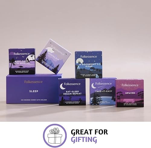 Miniatura 6 de Folkulture Conos de incienso perfumados Juego de 6 fragancias (120 conos) con soporte para conos de incienso para relajación Romero jazmín,