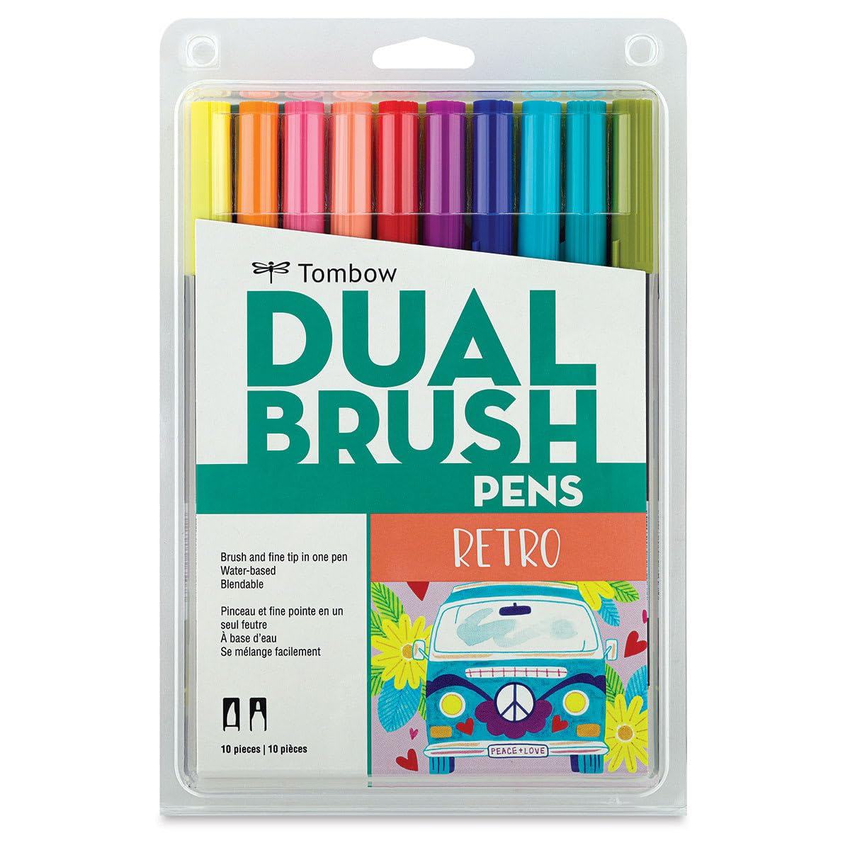 56217 Dual Brush Pen Art Markers, Retro, 10-Pack. Blendable, Brush and Fine Tip Markers