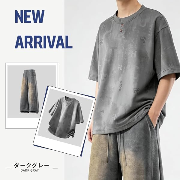 [Inkpoo] メンズ 上下セット 半袖tシャツ ショートパンツ 夏服 冷感 無地 通気 セットアップ ランニングウェア トレーニングウェア カジュアル 薄手 吸汗速乾 通気 上下 カジュアル おしゃれ スポーツウェア 部屋着 大きいサイズ - 3