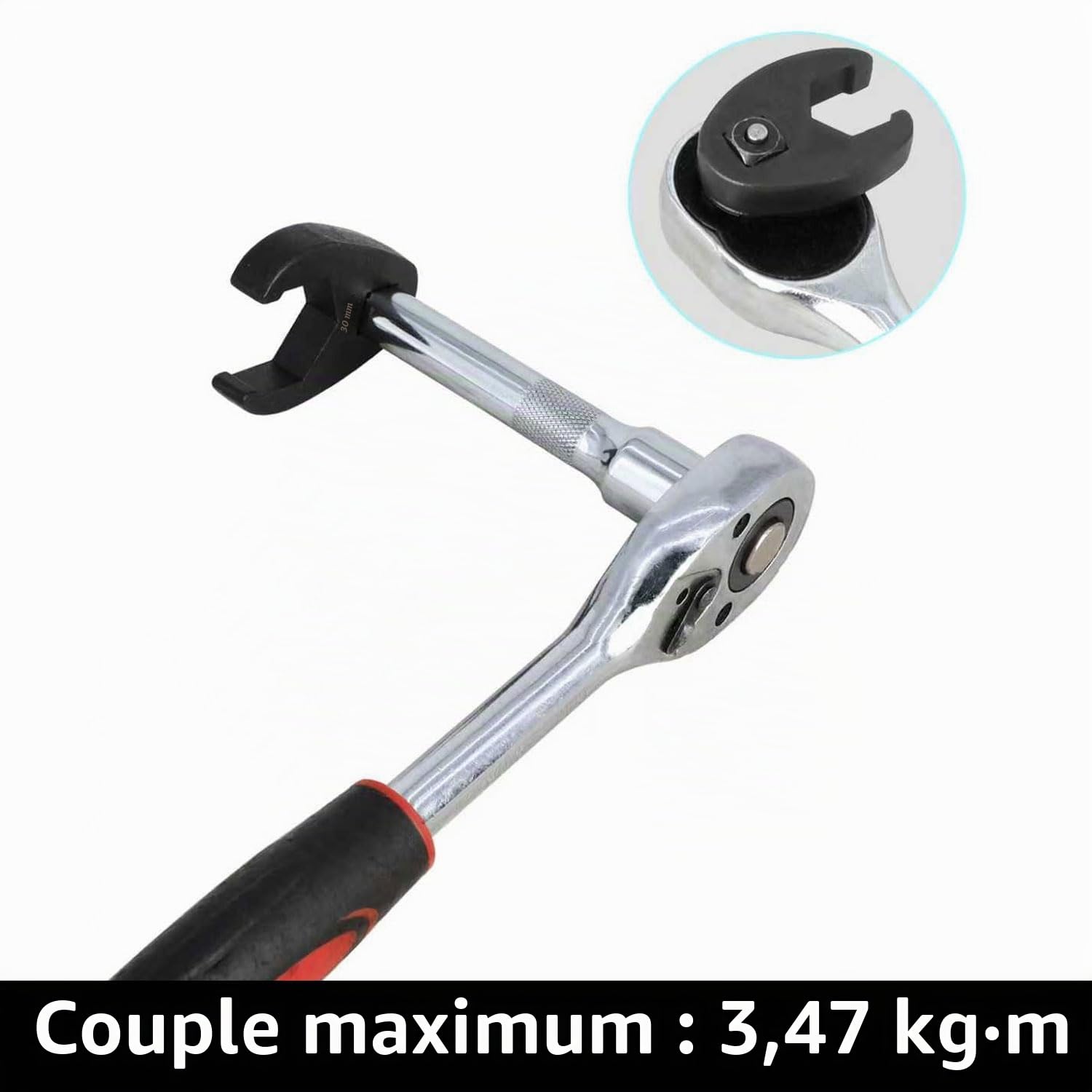 DPTOOL Jeu de 21 clés à pied d'oie 1/2" et 3/8" - Lot de clés métriques 8-32 mm à 6 points pour enlever les écrous des zones difficiles d'accès
