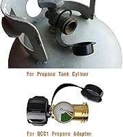 Vista 2 de A.I.FORCE 2 tapones de propano QCC1, correa de tapón de válvula de llenado LP OPD, fundas de protección de rosca QCC1 para tanque de propano