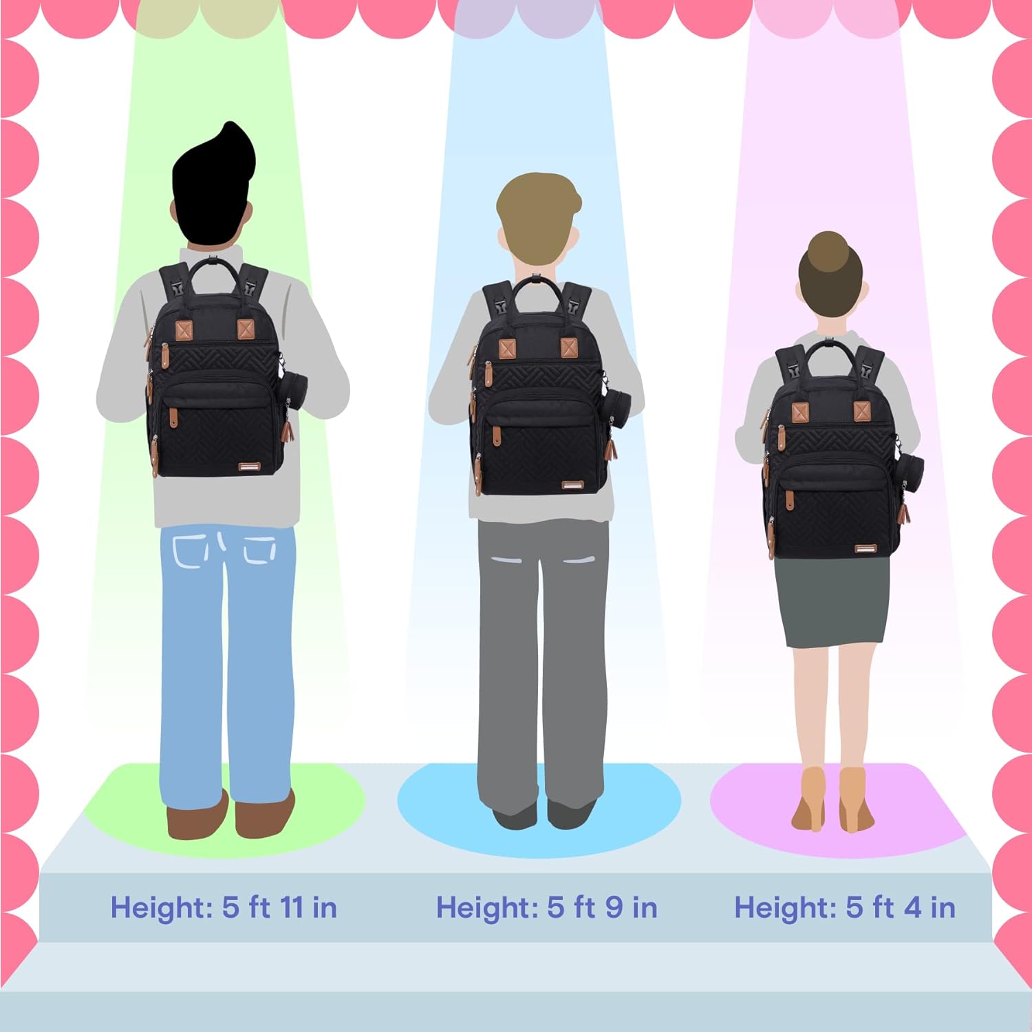 iniuniu Diaper Bag Backpack, 4 in 1 kit Large Unisex Baby Bags for Boys Girls, Waterproof Travel Back Pack with Pouch