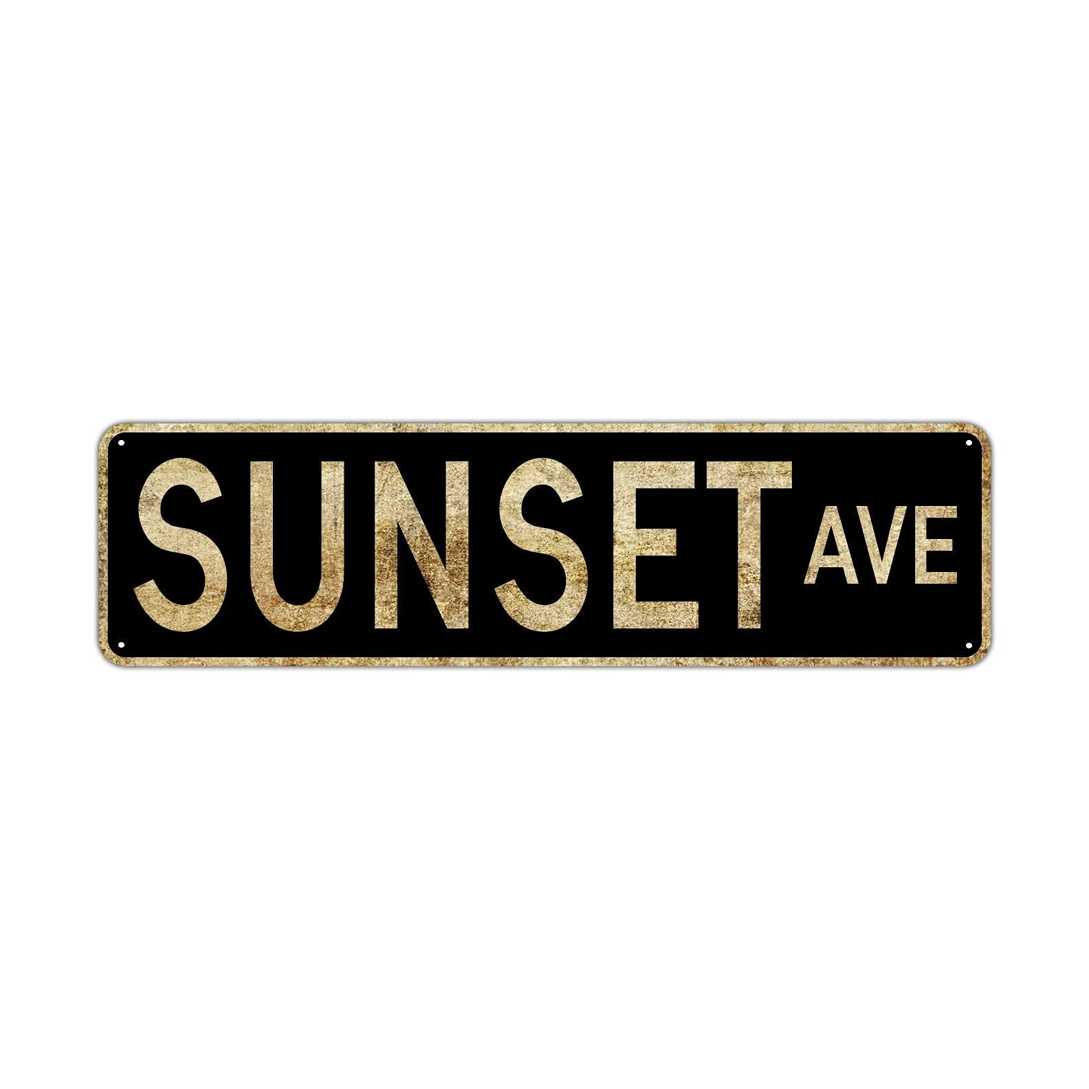 HOUVSSEN Sunset Ave Street Sign Rustic Vintage Retro Metal Decor Wall Shop Man Cave Bar Posters Tin Sign Metal Art Street Sign Wall Decoration Family Street Corner Garage Courtyard Corridor 4x16 Inch
