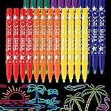 Faccito 24 Pcs Glow in the Dark Markers Fluorescent Neon Marker Glow in the Dark Paint Pens Round Tip Acrylic Neon Paint Markers for Rock Painting Fabric Glass Wood and DIY Crafts