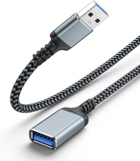 USB 3.0 Extension Cable 6.6ft, USB A Extension Cord Braided Extender, USB to USB Extender Cable Male to Female 5Gbps Fast Data Transfer for USB Keyboard Mouse Flash Drive Hard Drive