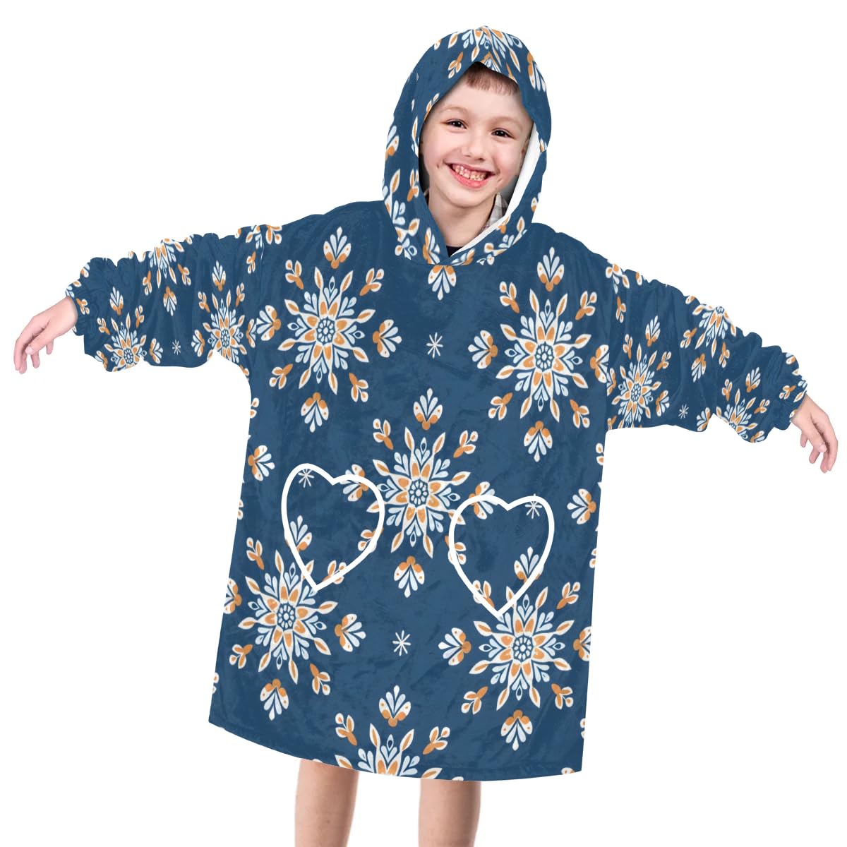 Wearable Blanket Hoodie for Kids, Watercolor Aztec Fleece Sweatshirt Blanket Oversized Blanket Sweatshirt with Pocket Flannel Warm Hooded Blanket 6-10 Year Old Girl Boy Gift, One Size