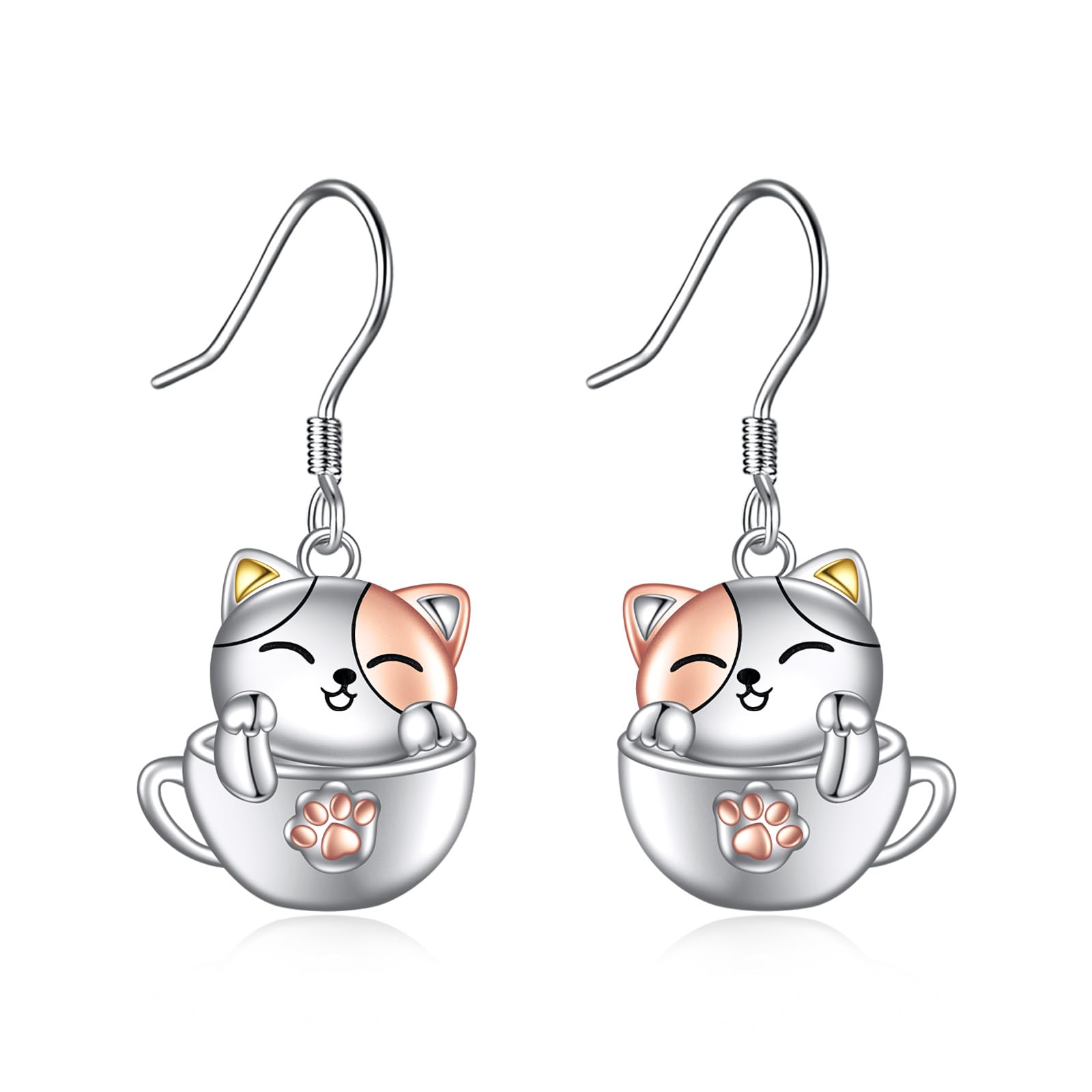 Tier Ohrringe Damen Mädchen Kinder 925 Sterling Silber Panda/Faultier/Koala/Fledermaus/Kürbis/Schwarze Katze/Hund Tassen Hängend Ohrhänger Niedlich Tier Ohrringe Schmuck Geschenk