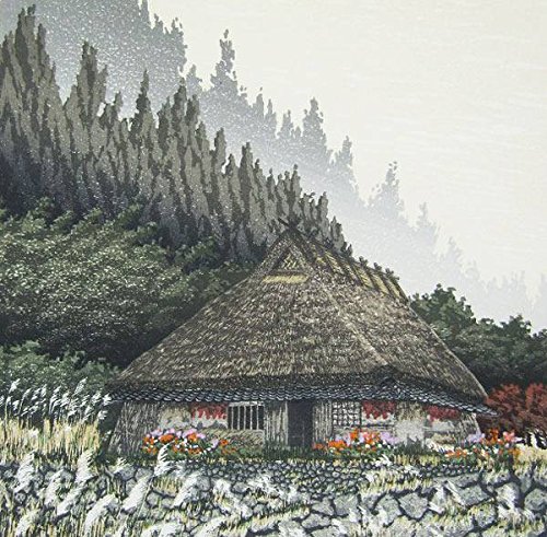 木版画宮本秋風『素秋』額付き