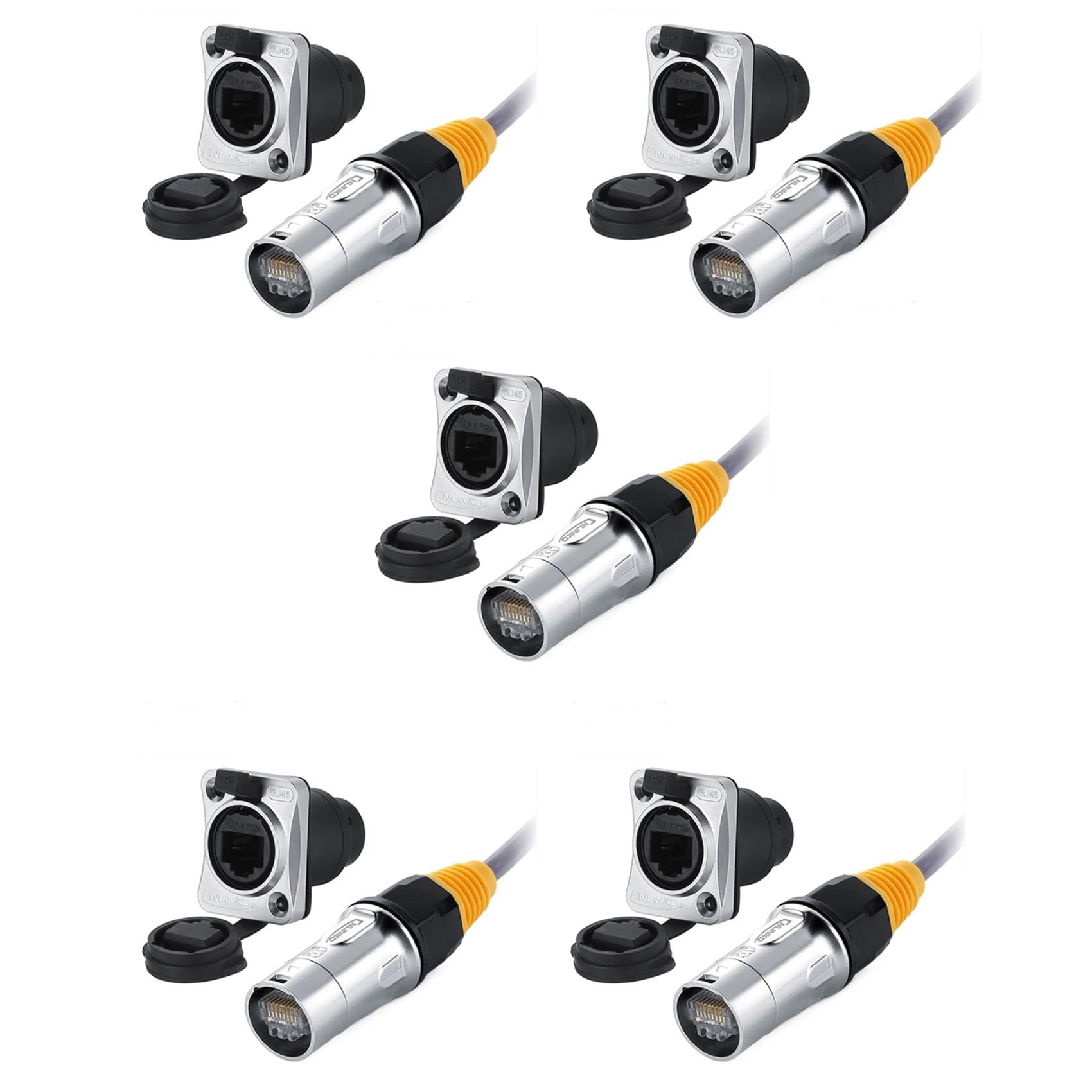 Lot de 5 connecteurs réseau RJ45 étanches IP67/Ethernet RJ45 étanches + prise étanche pour Ethernet extérieur
