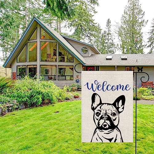 French Bulldog Welcome Garden Flag Vertical Double Sided Farmhouse Patio Courtyard Outdoor Decorations 12.5 X 18 Inch #TOP2