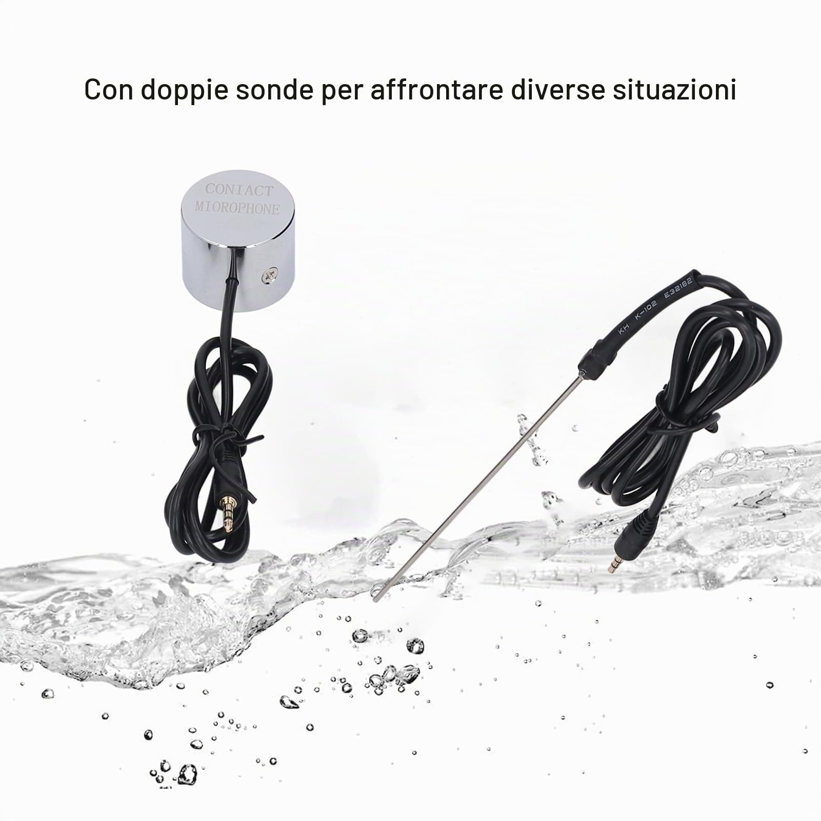 Rilevatore di Perdite d'Acqua a Doppia Sonda con Cuffie HD, per Ispezione Tubazioni edili e Manutenzione Auto
