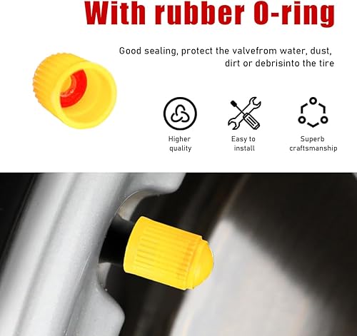 Miniatura 3 de Sylvil 30 tapas de válvula de neumático, tapa de válvula de neumático de automóvil con anillo de sello de goma O, cubiertas herméticas para vástago