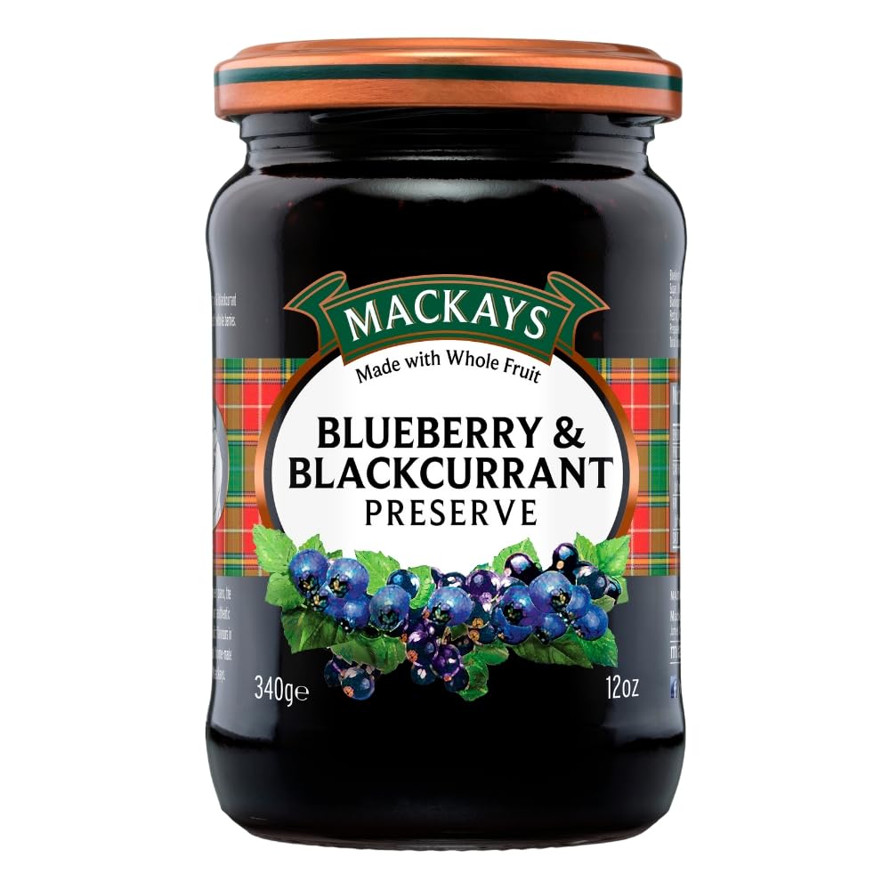 mackays blueberry & blackcurrant preserve 340 gm | for bread | made in small batches | vegan | no artificial colors or flavors | gluten free | preservative-free-