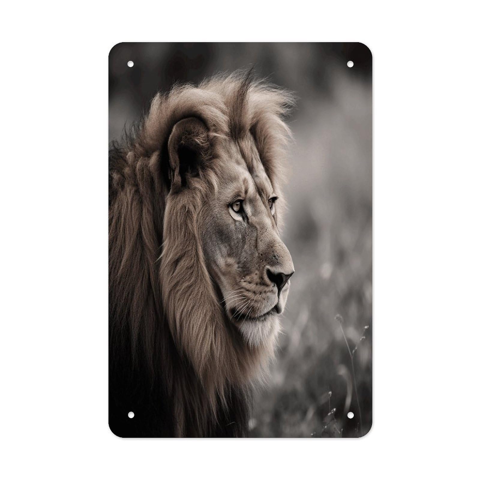 Wildlife Lion Metal Tin Sign Funny Vintage Metal Signs Metal Art Poster Man Cave Decor Retro Tin Sign for Home Office Kitchen Bar Cafe Garden Wall Decor 11.8 X 7.9 Inch