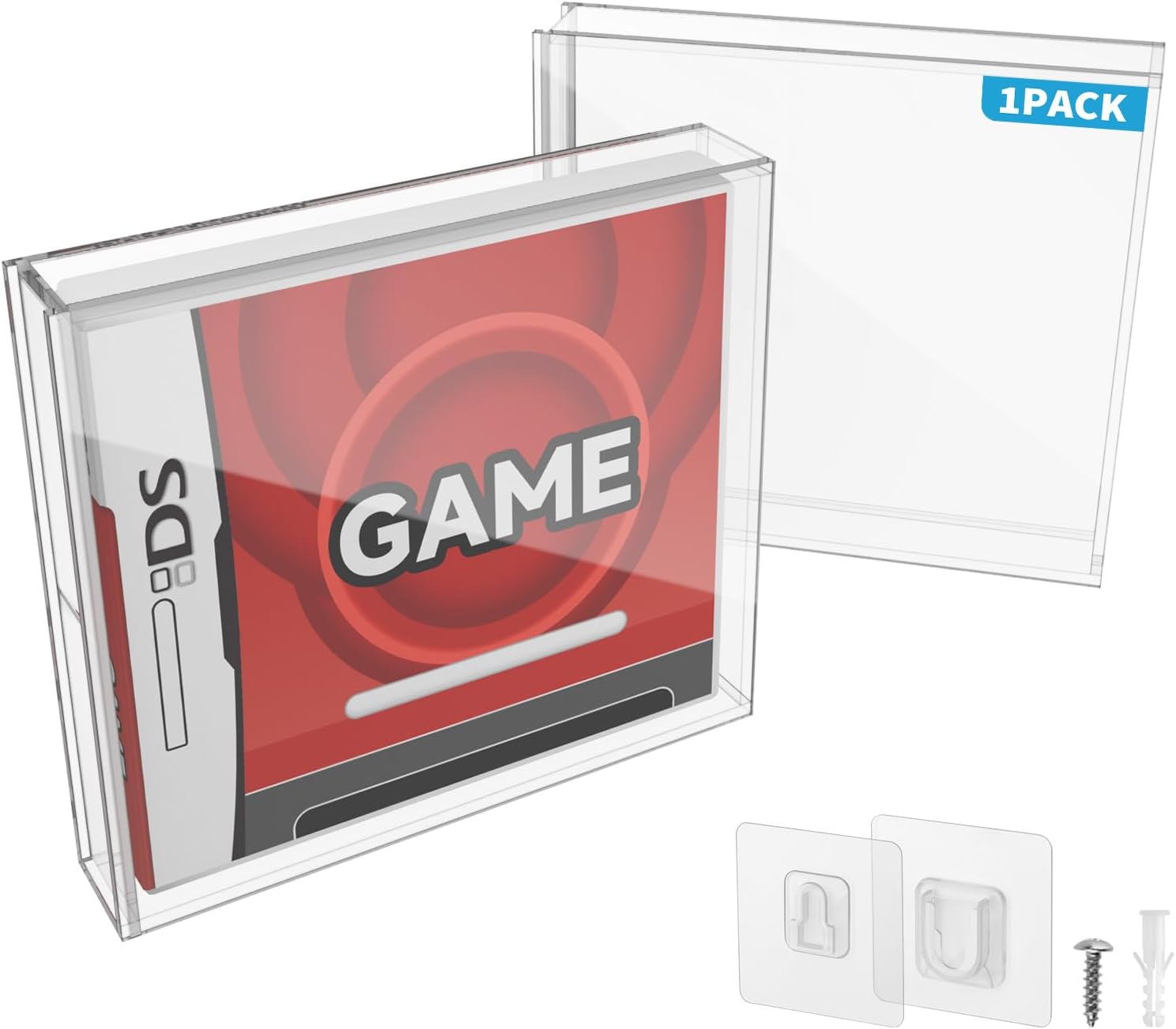 Video Game Box Protector Case for DS Games, 3MM Clear Acrylic Display Case with Wall Mount Compatible with Nintendo DS Game Box (Pack of 1)