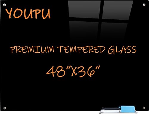 Miniatura 11 de Pizarra blanca magnética de vidrio de 72 x 36 pulgadas, tableros de borrado en seco templado de alta calidad, montados en la pared, sin marco,