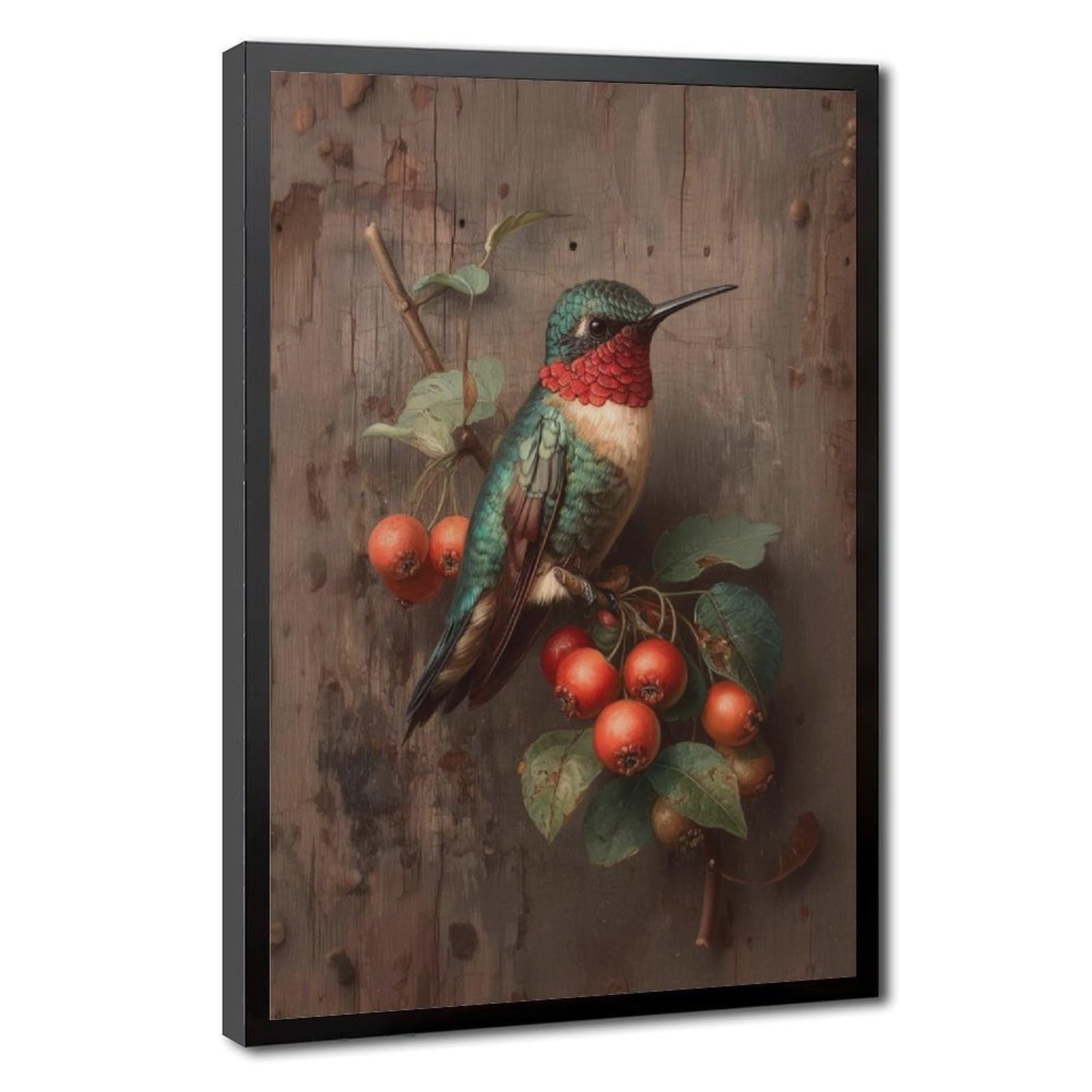 Bareronor Grey Vintage Hummingbird Canvas Poster Bedroom Decor Landscape Office Room Decor Gift 20" L X 30" W