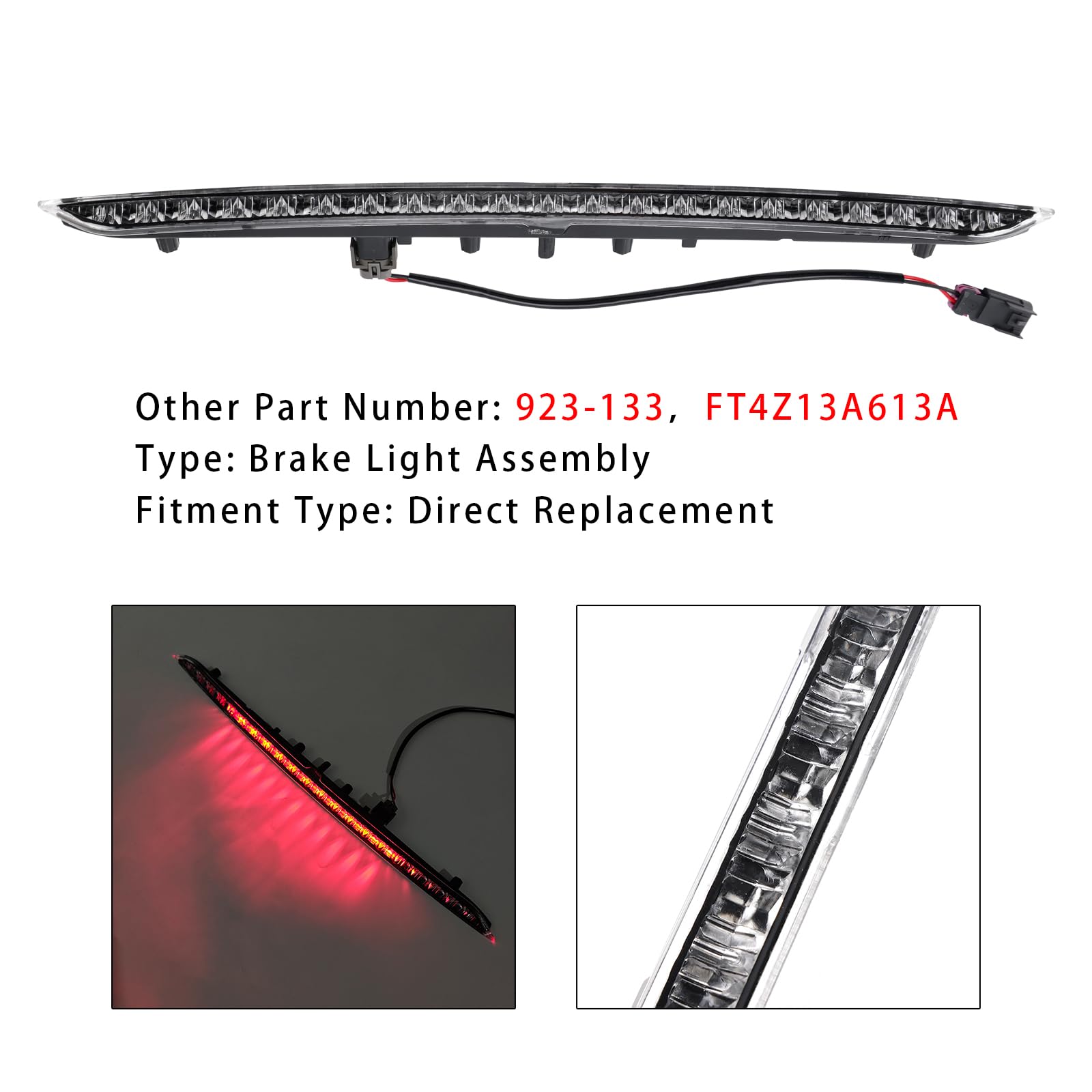 Topteng LED 3rd Third Brake Light Center Assembly 923-133 FT4Z13A613A passend für Ford Edge 2015-2020