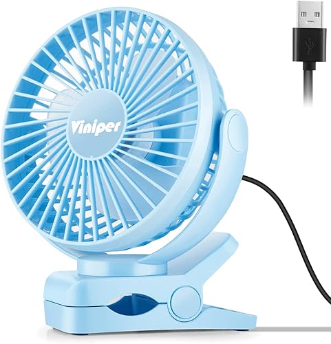 Viniper Ventilador USB con clip de 6 pulgadas, ventilador de escritorio pequeño y portátil rotación de 360, ventilador de mesa de viento de 3