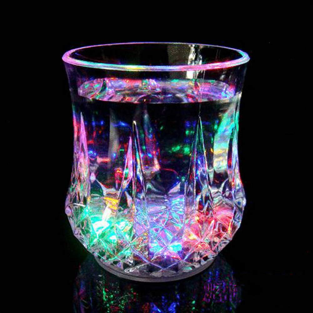 1pcs Flash Light Up Cups Glasses LED Automatic Water Liquid Activated Led Wine Glasses Party Luminous Cup Glowing Wine Glasses Disco Night Clubbing Bar Whisky Mug Beer Cup for Christmas (1 pack)