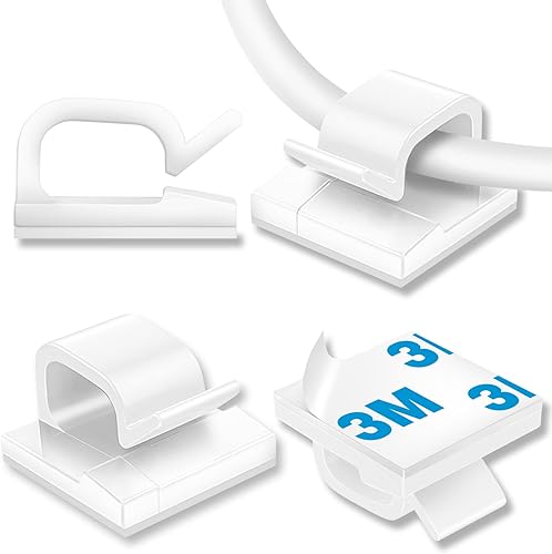 100 piezas de clips para cables, organizador de cables adhesivo, soporte de cable, clip de cable autoadhesivo, ganchos adhesivos para gestión de
