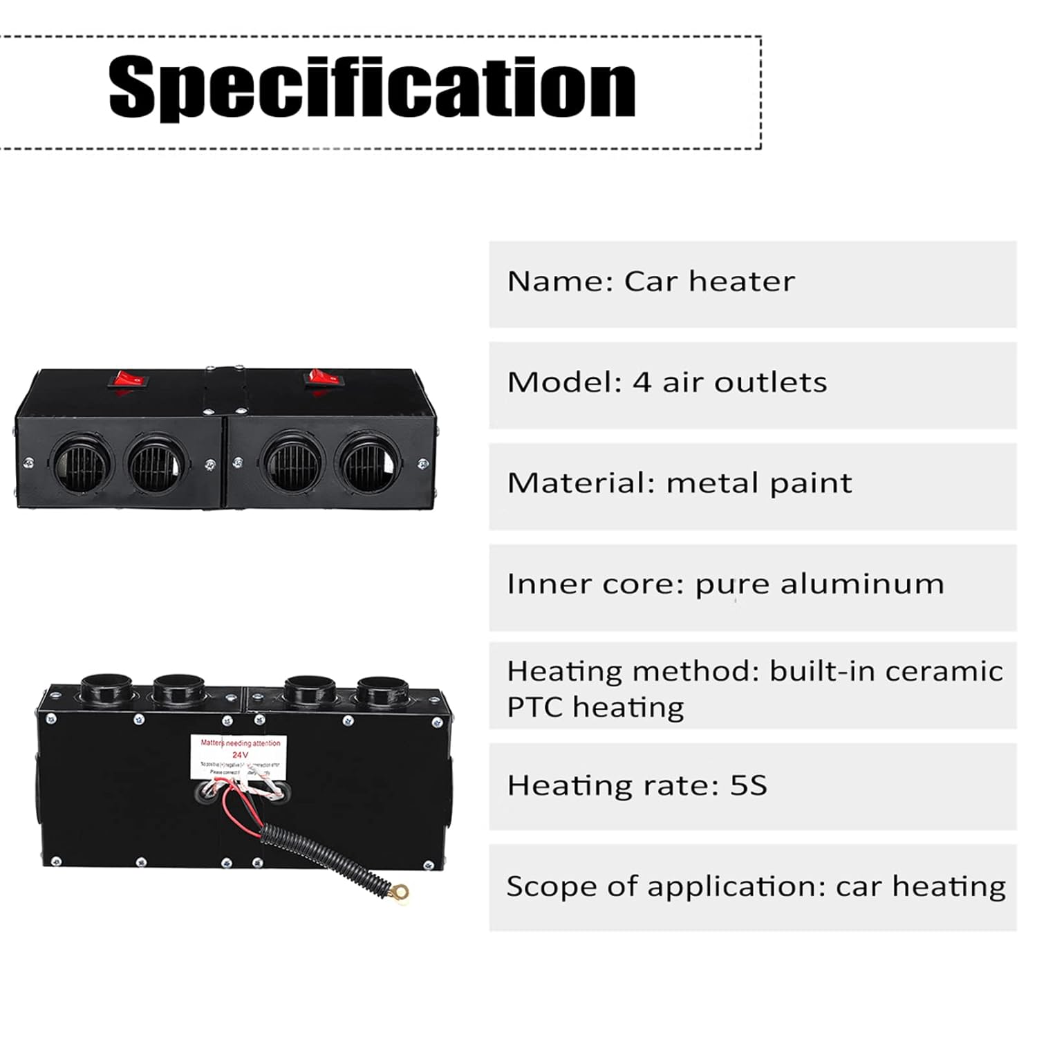 moss wu Diane Car Defogger 12V 500W Car Heater 2 in 1 Portable Car Heaters and Cooling Fan with Purification for Winter (12V 500W - B) : Electronics