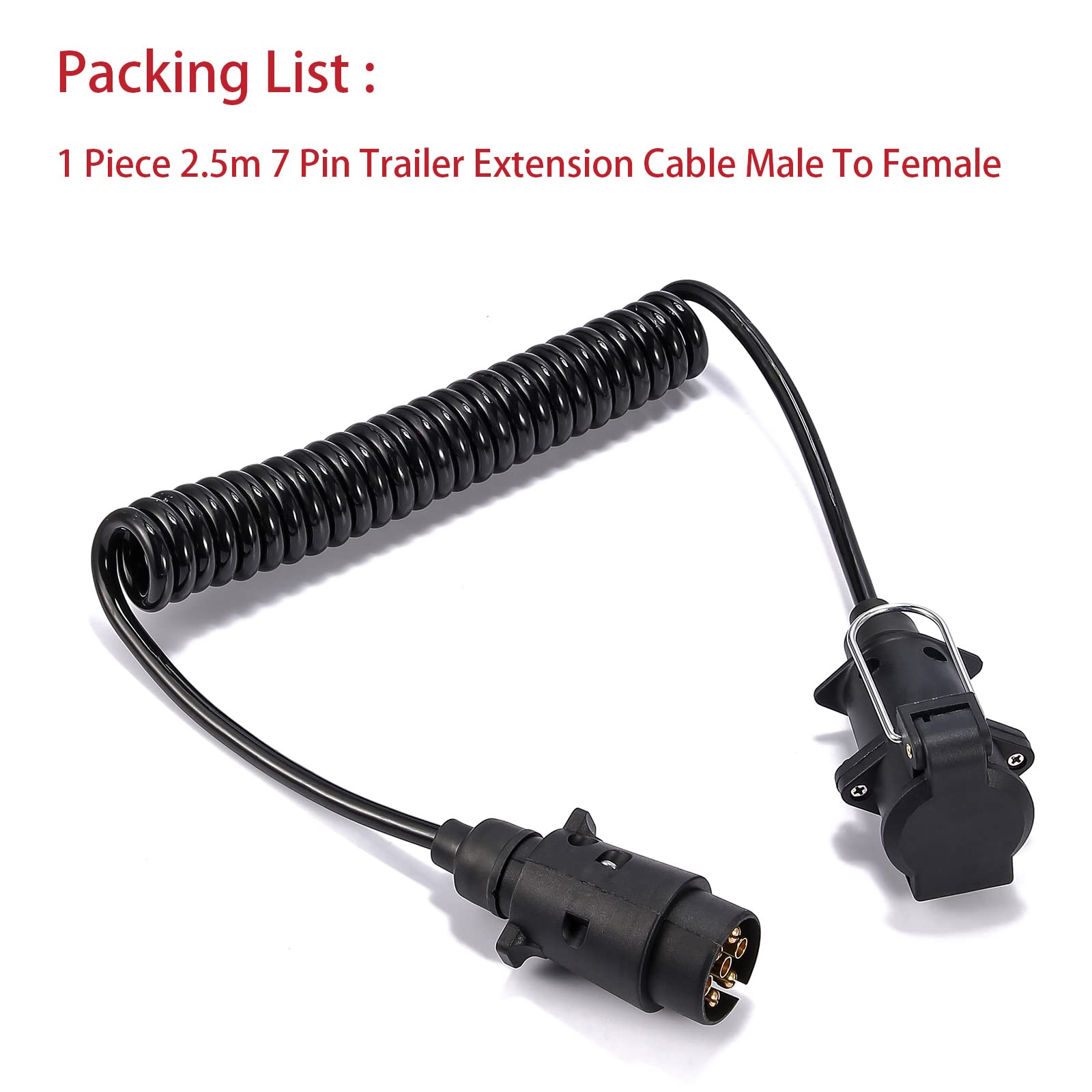 Cavo di prolunga per rimorchio 12V 2.5M 7 poli cavo a spirale precablato connettore per rimorchio con presa e spina per bicicletta, camion, trattore