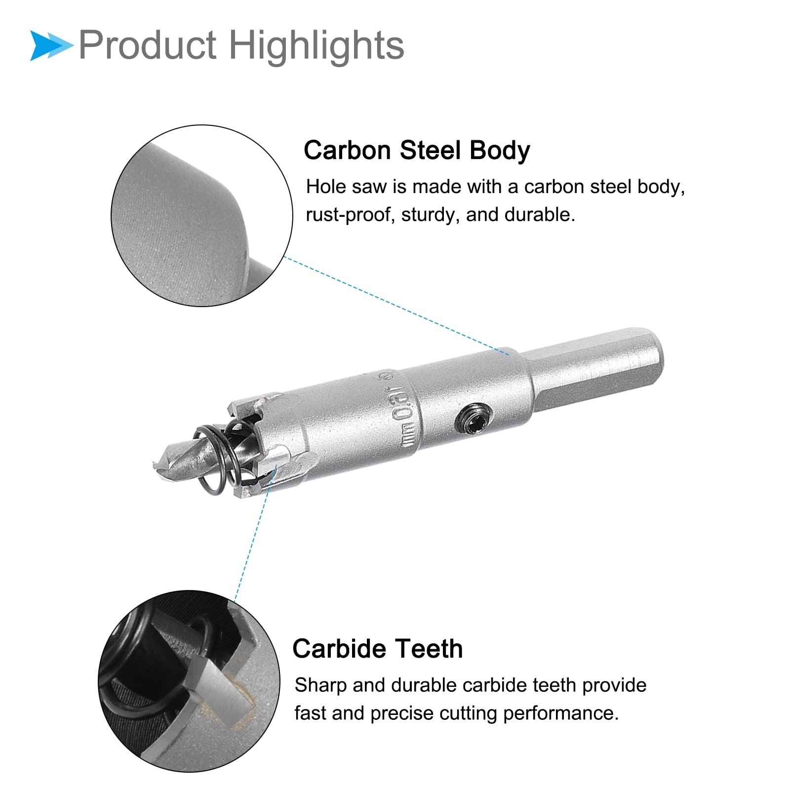 CoCud Carbide Hole Saw, 0.6 Inch/16mm Diameter, Metal Steel Hole Cutters Drill Bits - (Applications: for Metal Wood), 1-Pieces - Image 4