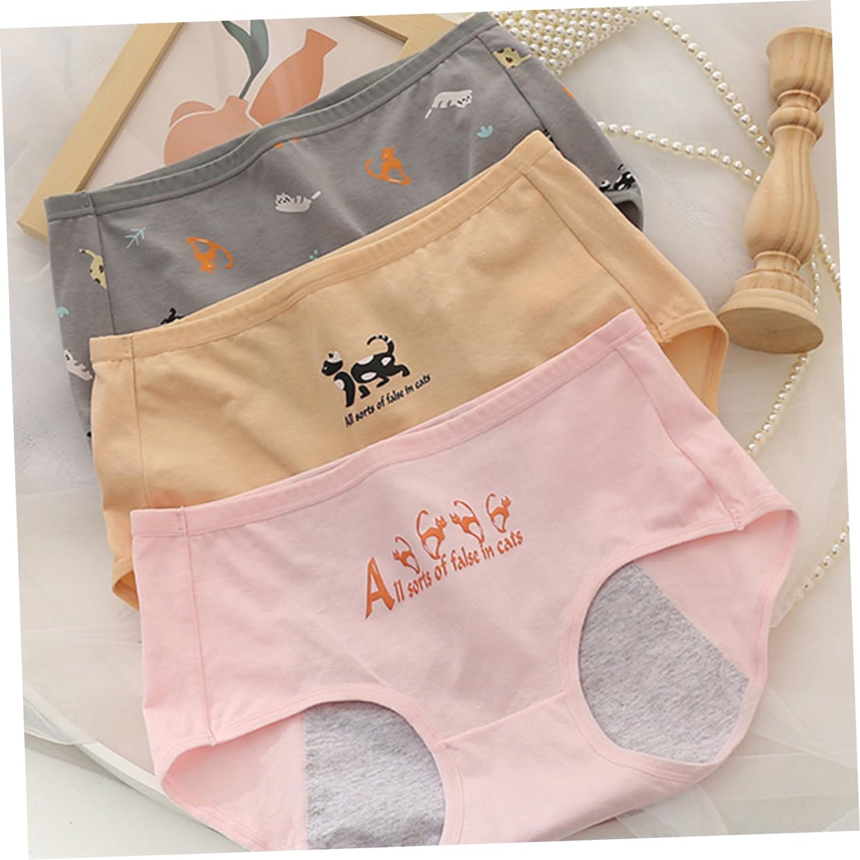 BESTYASH Bragas Periodo Menstrual Bragas Para Mujeres Calzoncillos Menstruales Pantalones De Lino De Las Mujeres Inconformista Menstrual Ropa Interior De Época Algodón