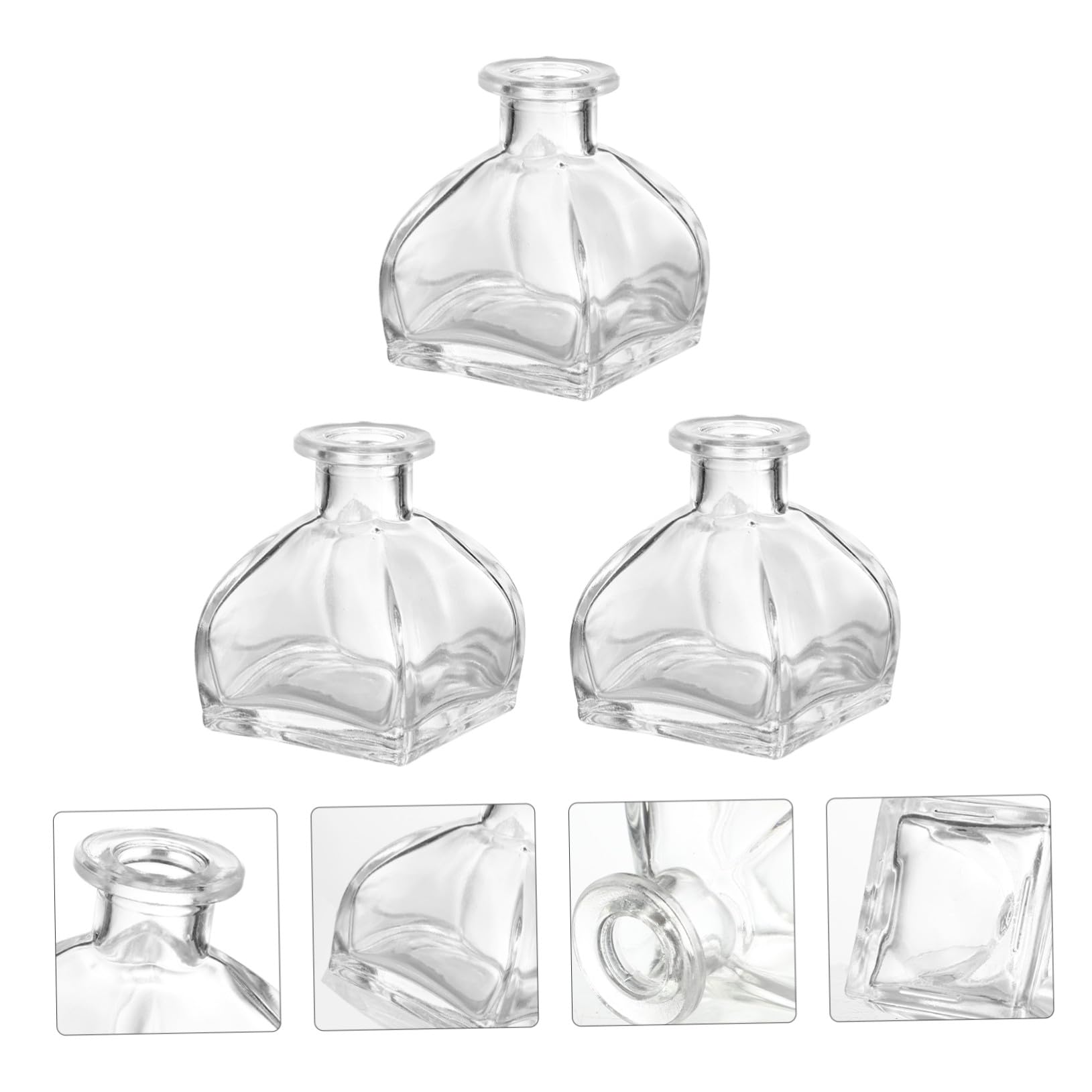3 Stück Aromatherapie Glasflaschen mit Weithals Transparente Diffuser fläschchen für Ätherische Öle Duftwasser und Spa anwendungen für Zuhause und Veranstaltungen