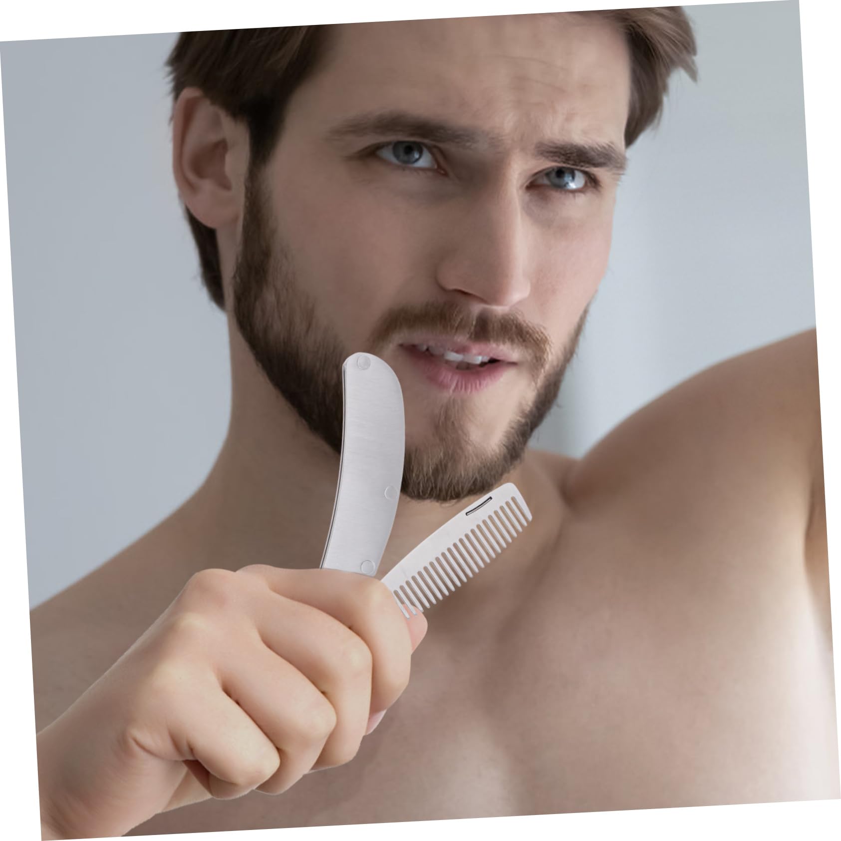 FRCOLOR 3 Pezzi Mini Pettine in Acciaio Inossidabile Per Barba Pieghevole Portatile Per Acconciature Rilassamento Della Pelle E Sonno