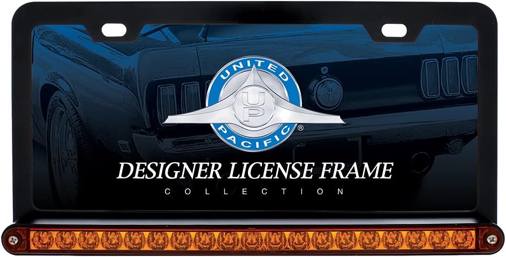 United Pacific 36476 Black License Frame with 19 LED 12" Reflector Light Bar (Amber/Amber)