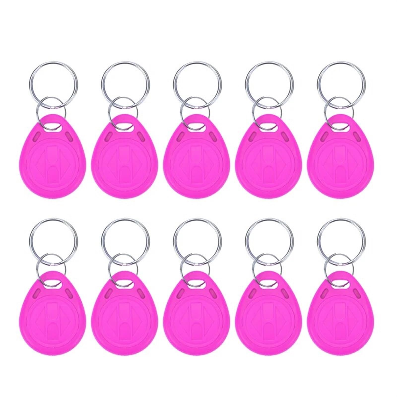 Identyfikator RFID klucza Breloki do kontroli dostępu RFID TK4100 125 kHz, zestaw 100 sztuk, różowo-czarne(Pink 100keytk41)