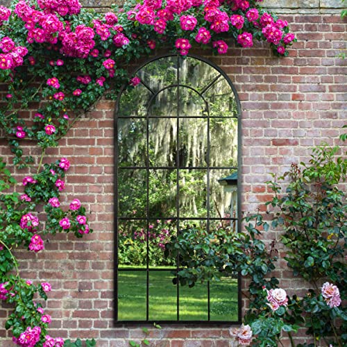 MirrorOutlet Large New Black Multi Panelled Arched Window Garden Outdoor Mirror 5ft3 x 2ft9 160cm x 55cm,GMA029 MirrorOutlet Large New Black Multi Panelled Arched Window Garden Outdoor Mirror 5ft3 x 2ft9 160cm x 55cm,GMA029