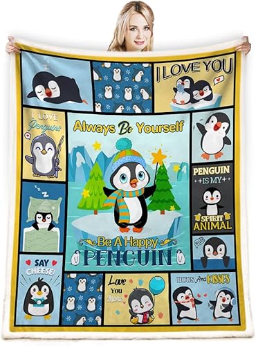 Juirnost Manta de pingüino, regalos de pingüinos para mujeres, hombres y niños, regalos de pingüinos para amantes de los pingüinos, manta suave y