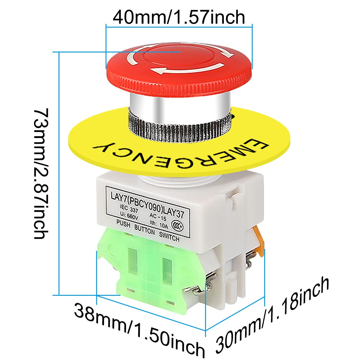 3d Scanner 4-Pack Emergency Stop Push Buttons - 22mm Mushroom Cap ...