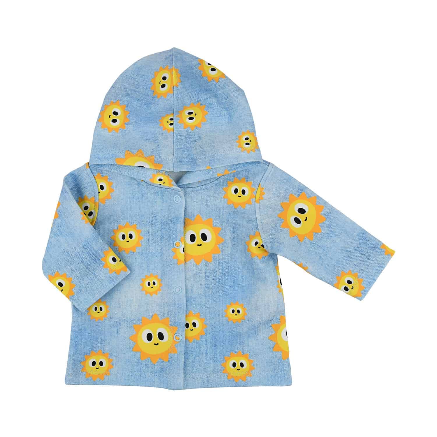 Kapuzenjacke Baby Frühchen Jungen Mädchen Denim Look"Sonnenschein" handmade Geschenk Geburt Ostern