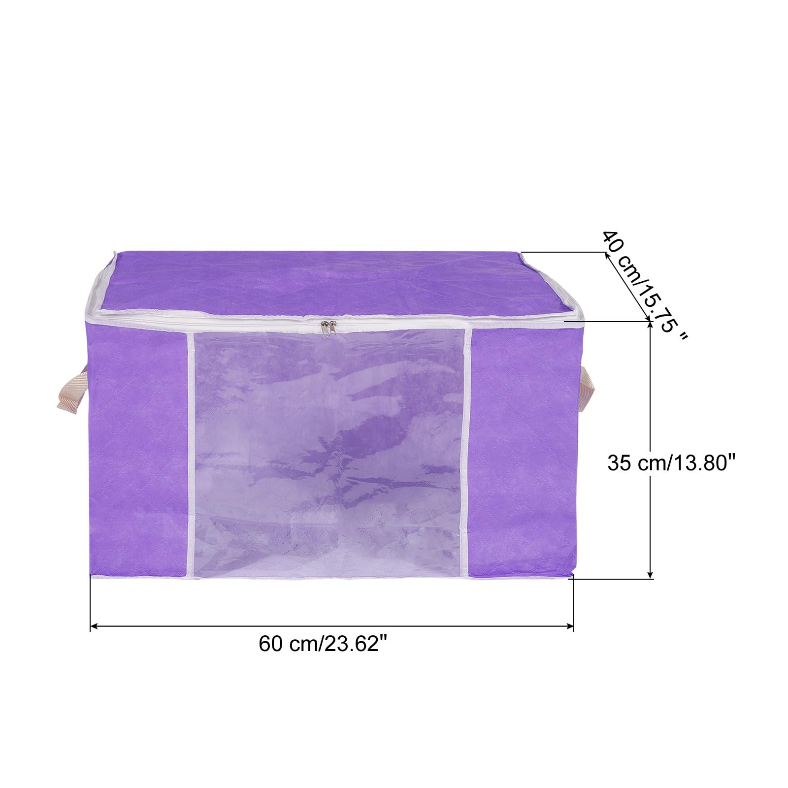 QUARKZMAN Vestiti Conservazione Borsa 3pz Pieghevole Conservazione Cestini per Vestiti Piumini Conservazione Borse con Rinforzato Maniglia Robusto Cerniera Armadio Organizzatore -Viola