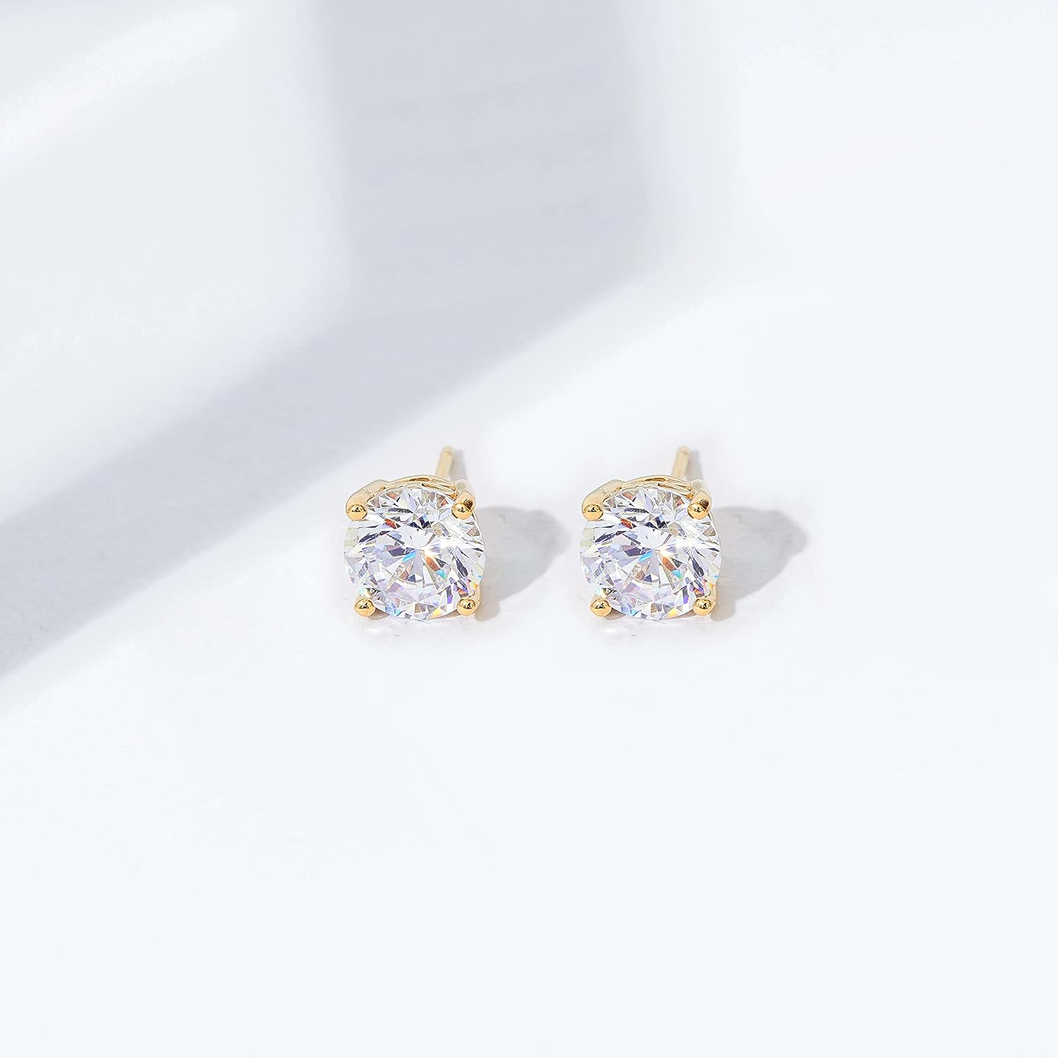 Amazon Essentials Yellow Gold Plated, Platinum or Rose Gold Plated Sterling Silver Infinite Elements Cubic Zirconia Stud Earrings | White, Blue, Green, or Pink Cubic Zirconia - Image 7