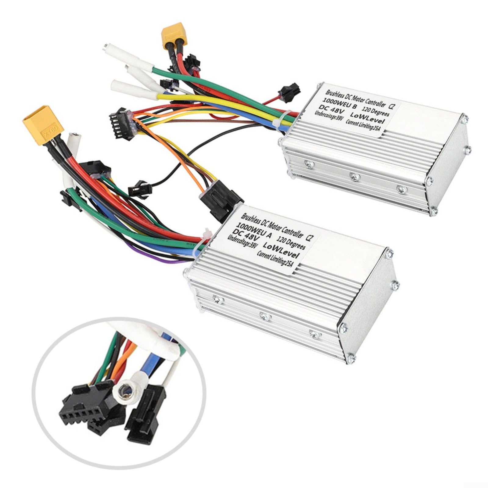 Paquete de 2 controladores de scooter eléctrico 48 V 25 A placa base para Kugoo G Boost, aleación de aluminio E-Scooter parte blanco