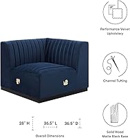 Vista 85 de Modway Conjure - Sofá seccional tapizado de terciopelo de alto rendimiento, con canal, silla sin brazos en negro y gris