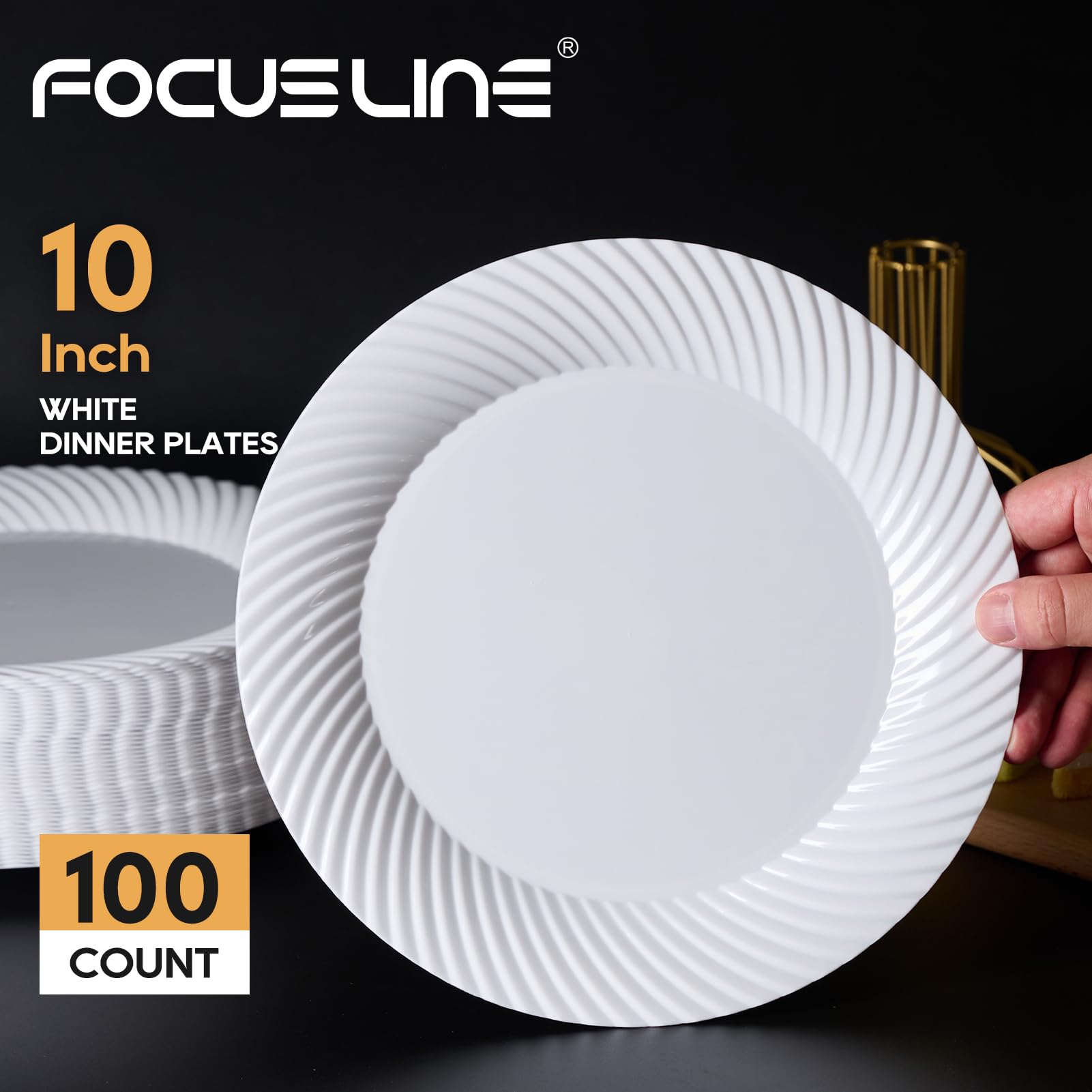 Disposable White Plates - 100 Count, 10 Inch -2