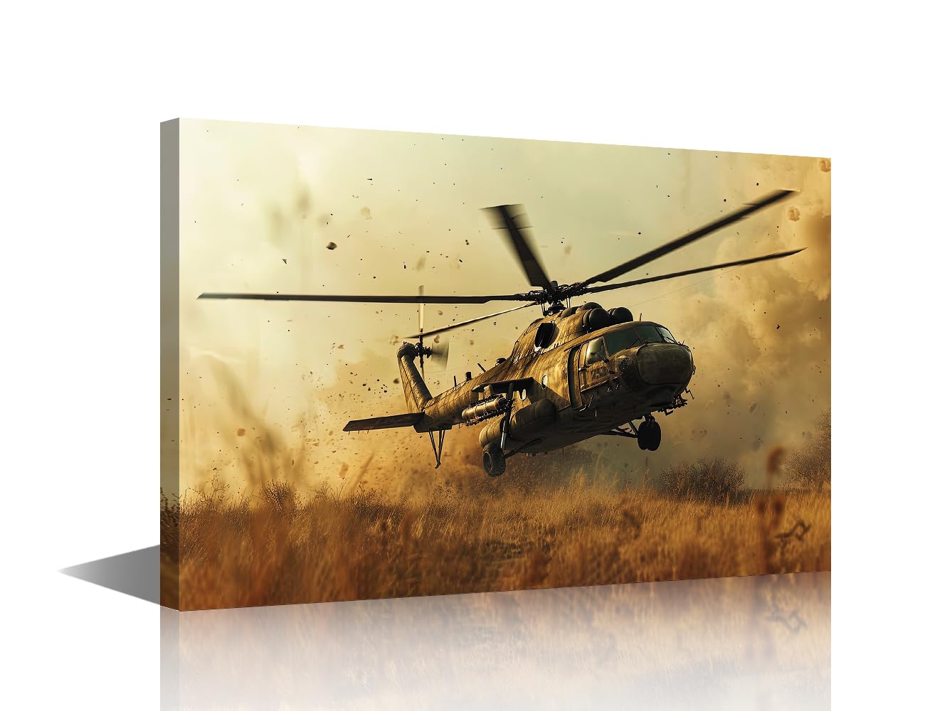 Military Operation Canvas Wall Art for Living Room Military Helicopter Home Decor Military Aircraft HD Printed Posters Artwork for Bedroom Office Wall Art Painting Ready to Hang (16''Wx 24''H)