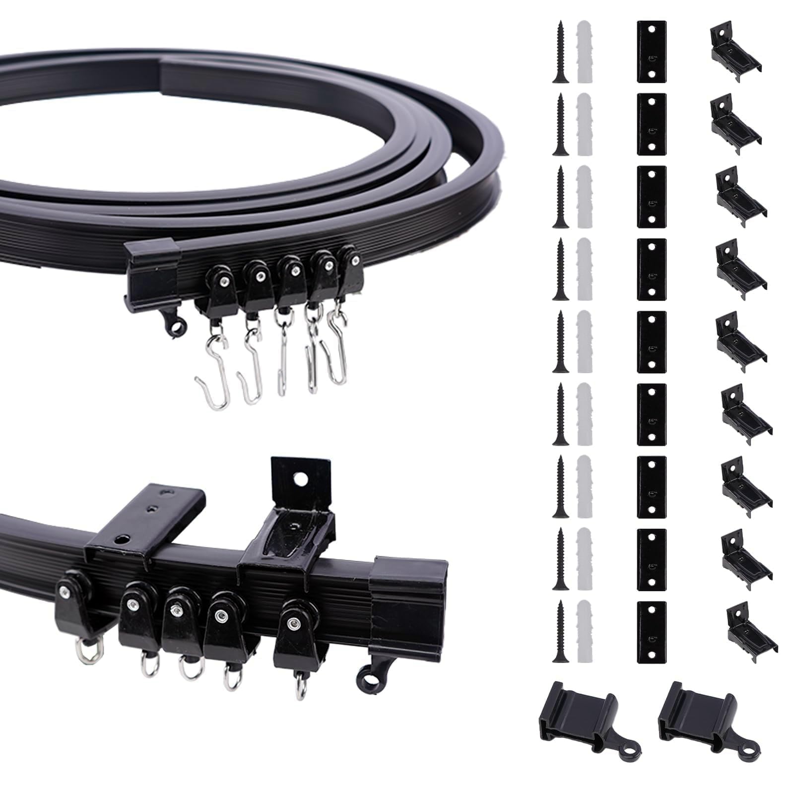 Black Flexible Curtain Track 3M Bendable Ceiling Curtain Track and Fittings