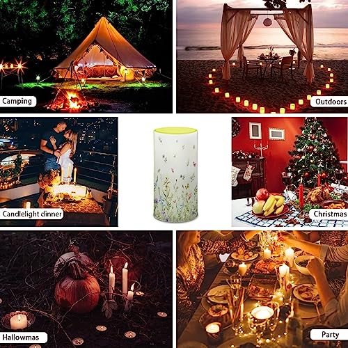 Image of Flameless Candle with 18 Key Remote 4 /8 Hours Timing Color Changing, Flickering Wick Realistic Votive Electric Candle for Patio Desktop Home Ornaments, Floral Green