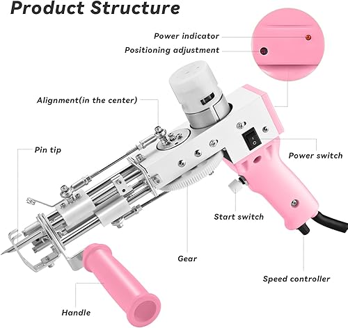 Miniatura 5 de FancyBant Kits de pistola de acolchonamiento mejorada, pistola de alfombra de punto de mano con hilo, paño de acolchonamiento, paño de respaldo,